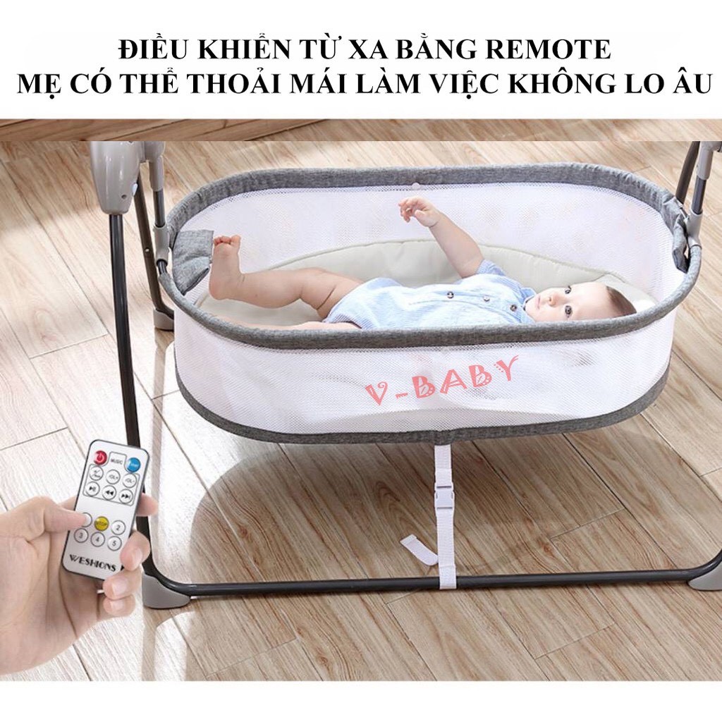 Nôi Đưa Điện Tự Động V-Baby F3 (Mẫu Mới Năm 2020)