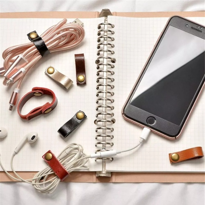 Phụ Kiện Kẹp Dây Cáp Bằng Da Tiện Lợi