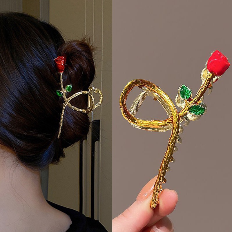 Kẹp Tóc Hình Hoa Hồng/Lá/Chữ Thập/Chữ Thập Đơn Giản Cá Tính Thời Trang