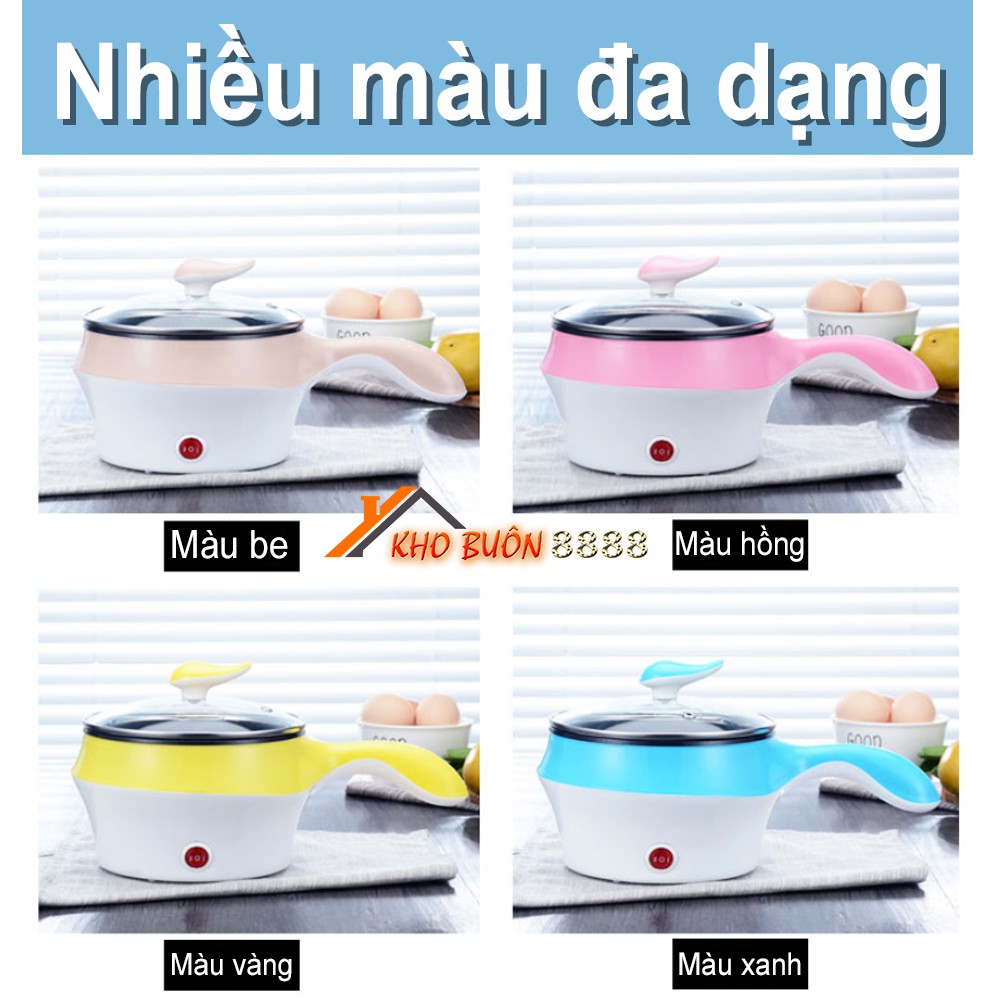 Nồi đa năng cao cấp Nồi lẩu mini chống dính Trưng Hấp Chiên Xào Nấu cơm mì tôm điện 220v có khay hấp