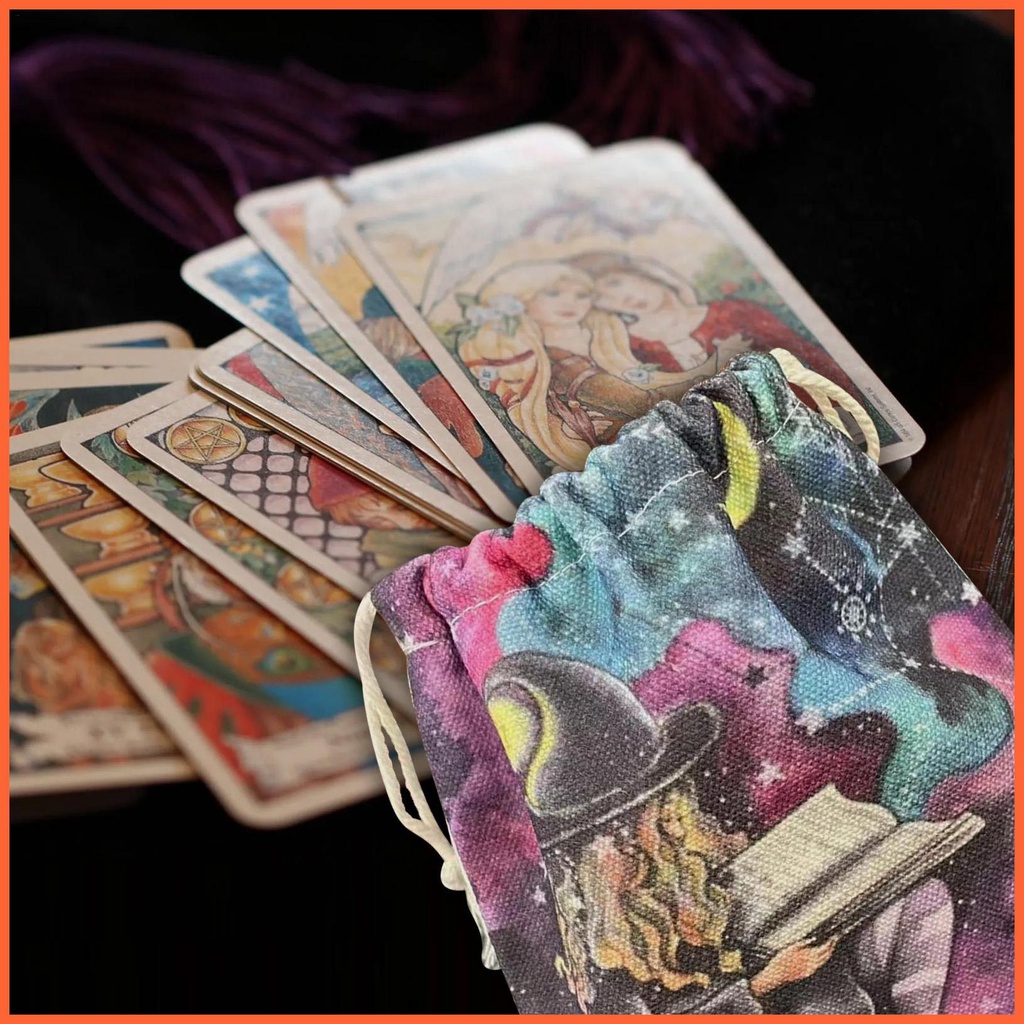 Túi Dây Rút Đựng Thẻ Bài Tarot Bằng Vải Nhung In Họa Tiết Hươu