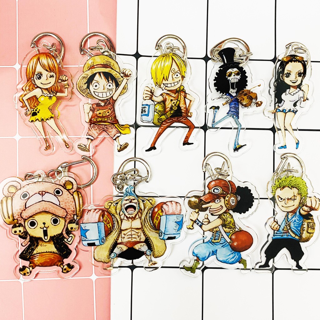 ( Mica trong acrylic ) Móc khóa One Piece Đảo Hải Tặc ver dã ngoại quà tặng xinh xắn dễ thương in hình anime chibi