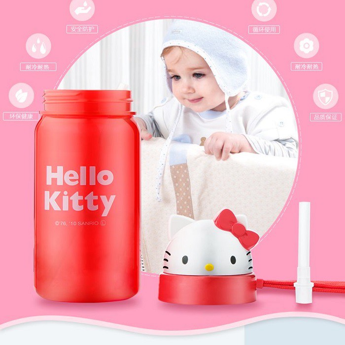 Bình nước vòi hút Skater hình Hello Kitty 350ml cho bé Hàng Nhập Khẩu Từ Nhật