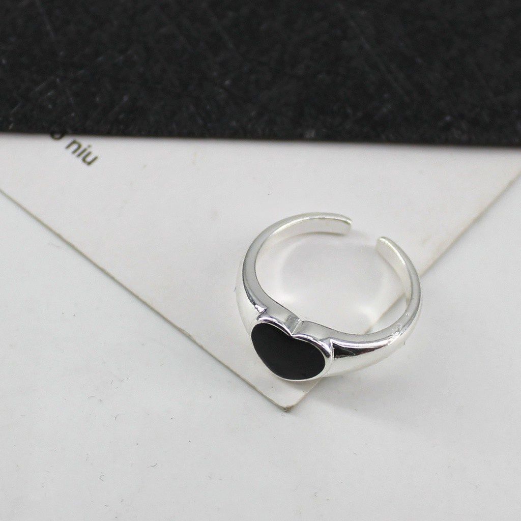 Nhẫn Mở Màu Đen Hình Giọt Nước Phong Cách Âu Mỹ