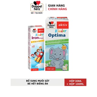 Bộ đôi ăn ngon và bổ sung muối sắt giảm nguy cơ thiếu máu cho bé Doppelherz Kinder Optima + Iron Drops