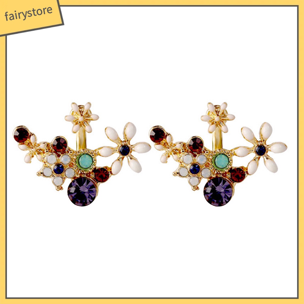 Khuyên Tai Hoa Đính Đá Pha Lê Nhiều Màu độc đáo