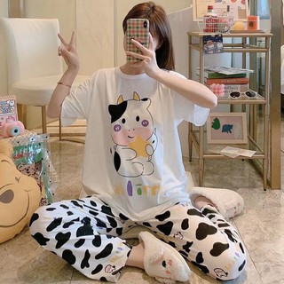 Bộ Ngủ Nữ Big Size Siêu Dễ Thương Áo Cộc Quần Dài