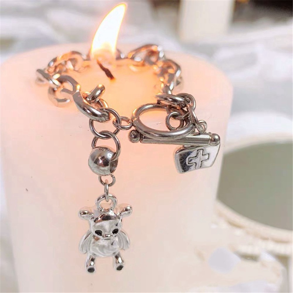 Vòng tay kim loại mặt hình gấu đáng yêu cho cặp đôi
