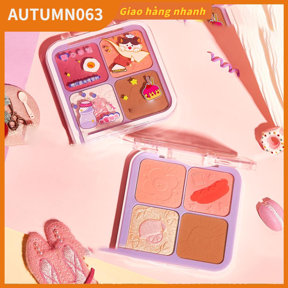 Autumn063 Phấn má hồng Highlighter Powder All in One Shine Color Palette Trang điểm cho học sinh
