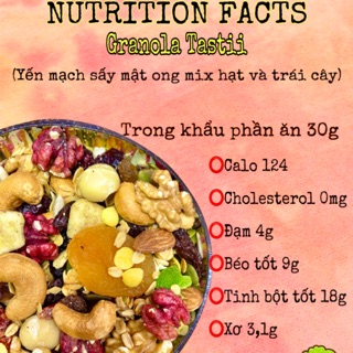 GRANOLA TASTII - Yến mạch tươi sấy mật ong mix cùng hạt và trái cây
