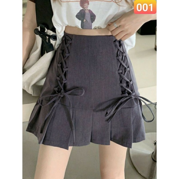 Chân váy ngắn vingate ulzzang , thiết kế dây rút ,vải voan 2 lớp , có lớp quần trong