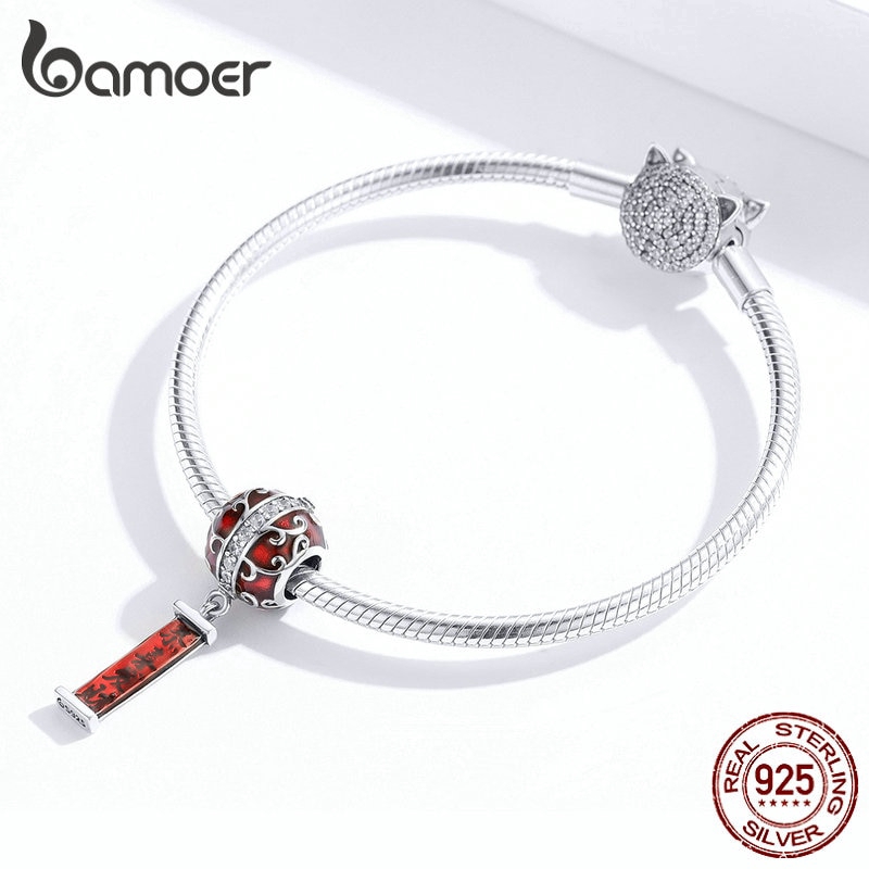 Mặt Trang Trí Bamoer Bằng Bạc 925 Hình Lồng Đèn Để Làm Cho Vòng Đeo Tay Tiện Dụng BSC134