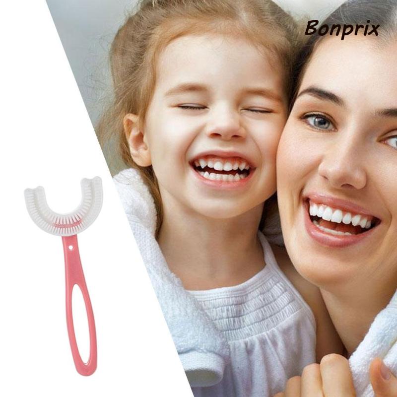 [Hàng mới về] Bàn chải đánh răng cầm tay hình chữ U tiện lợi cho bé từ 2-6 tuổi