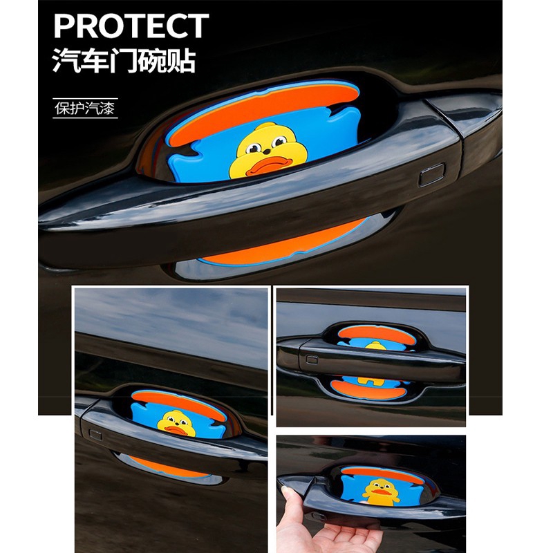 Set 4 Miếng Dán Trang Trí Tay Nắm Cửa Xe Hơi Hình Động Vật Ngộ Nghĩnh Dễ Thương