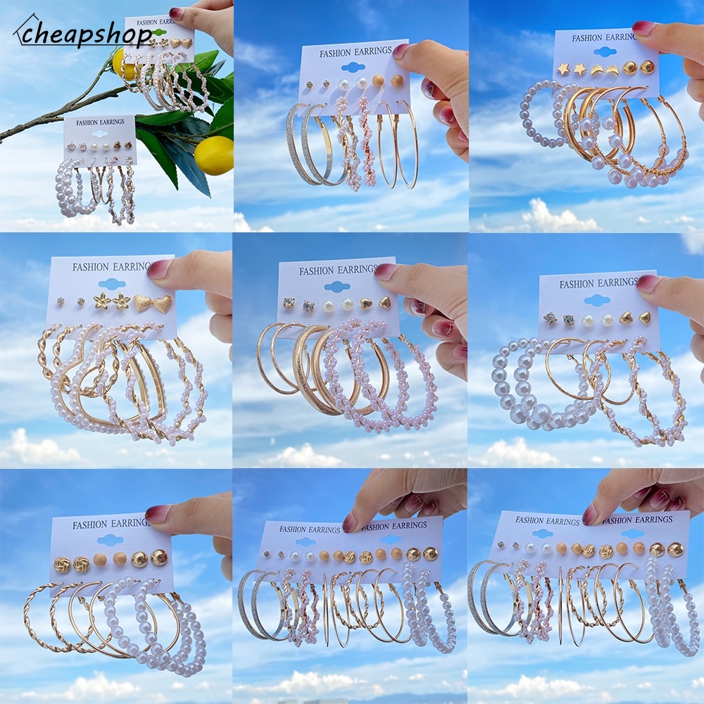 iF YOU Set bông tai hình bướm đính ngọc trai nhân tạo thời trang