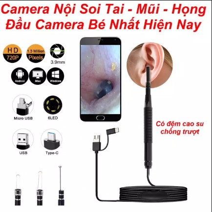 Camera Mini Nội Soi Kết Nối Điện Thoại Android-Nội soi tai mũi họng, Soi bên trong máy móc, thiết bị để sửa chữa