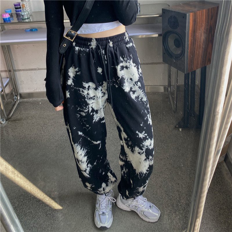 Quần jogger loang cạp cao co dãn dáng rộng phong cách ulzzang | BigBuy360 - bigbuy360.vn