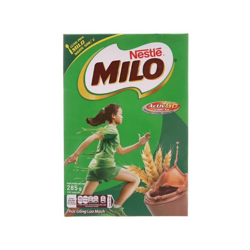Milo bột hộp giấy hoặc hộp thiếc 285g