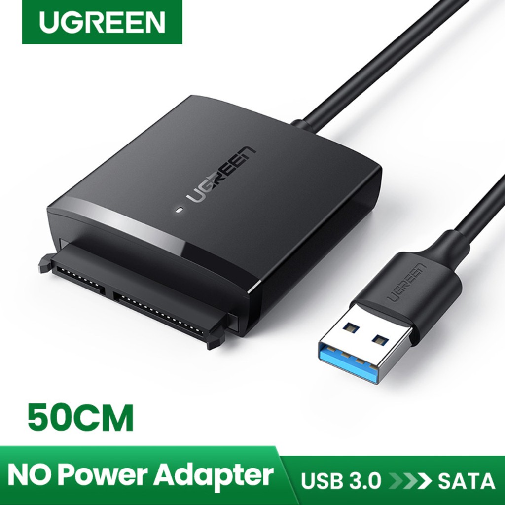 USB 3.0 to SATA Chính Hãng Ugreen 60561+Kèm Adapter 12v 2A (đọc HDD/SDD 2.5&quot;/3.5&quot; 12TB)