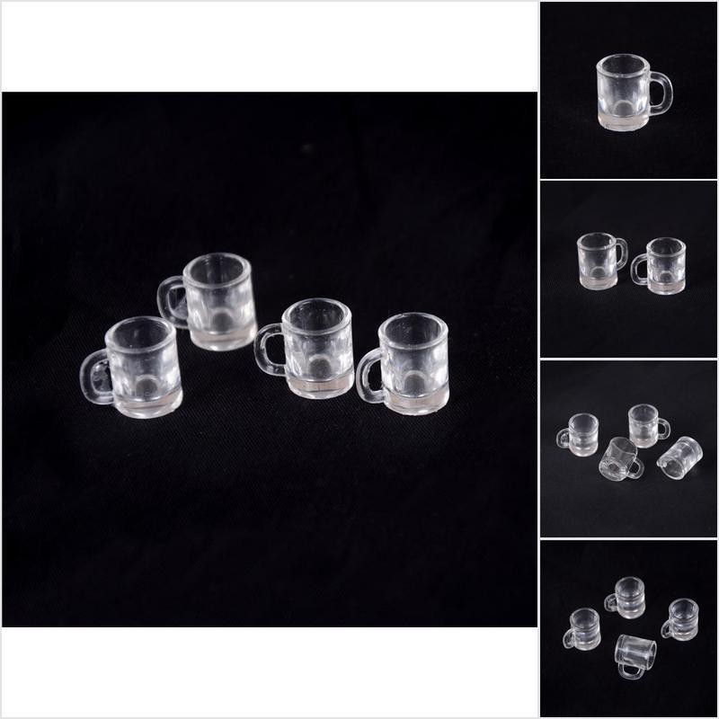 [HoMSI] 4 pcs 1/12 Doll house Miniature kitchen tableware plastic beer mug glass cups SUU