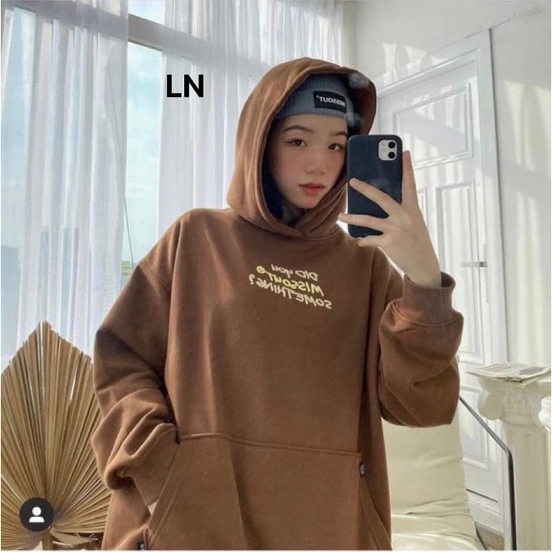Áo hoodie nâu did you cotton nỉ LN12