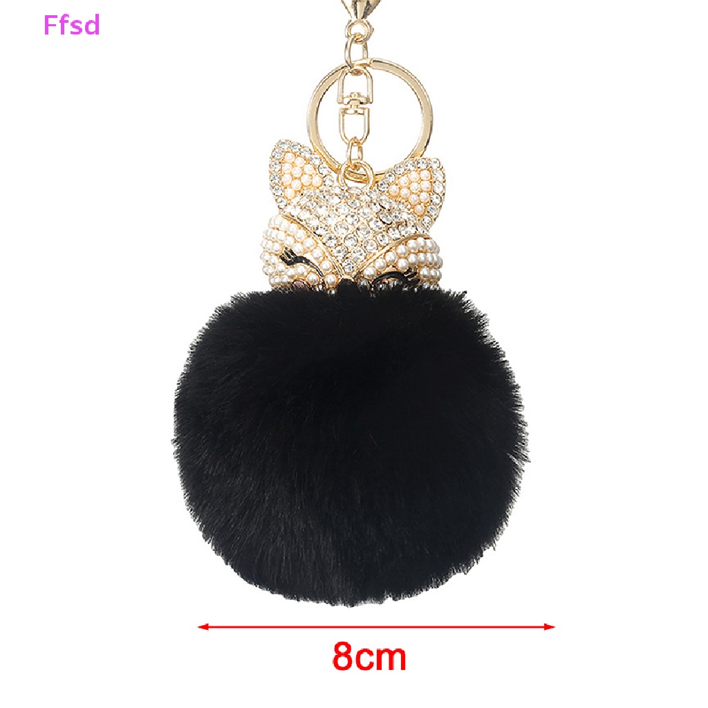 {Ffsd} Móc Khóa Thủ Công Bằng Lông Thỏ Đính Đá Giả Kim Cương Dễ Thương * Hàng Bán Chạy