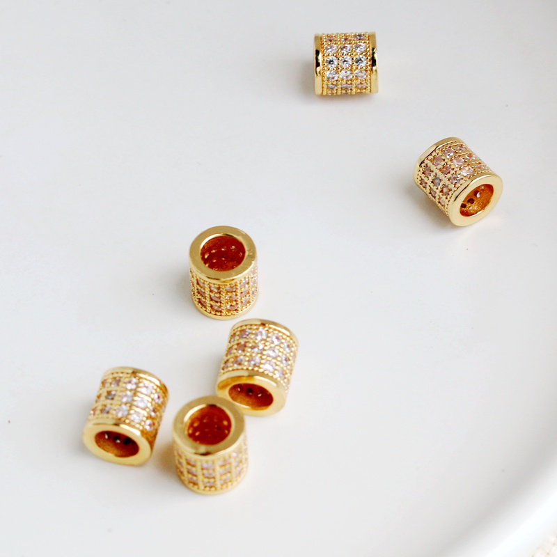 Set 14k hạt đá Zircon mạ vàng 8mm dùng làm trang sức thủ công