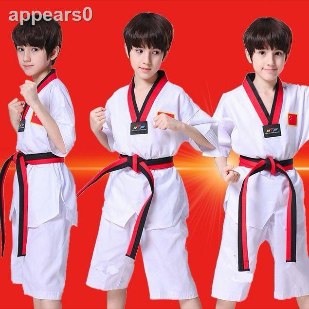 Bộ Đồng Phục Tập Võ Taekwondo Gồm Áo Thun Tay Dài + Quần Short Dành Cho Người Lớn Và Trẻ Em