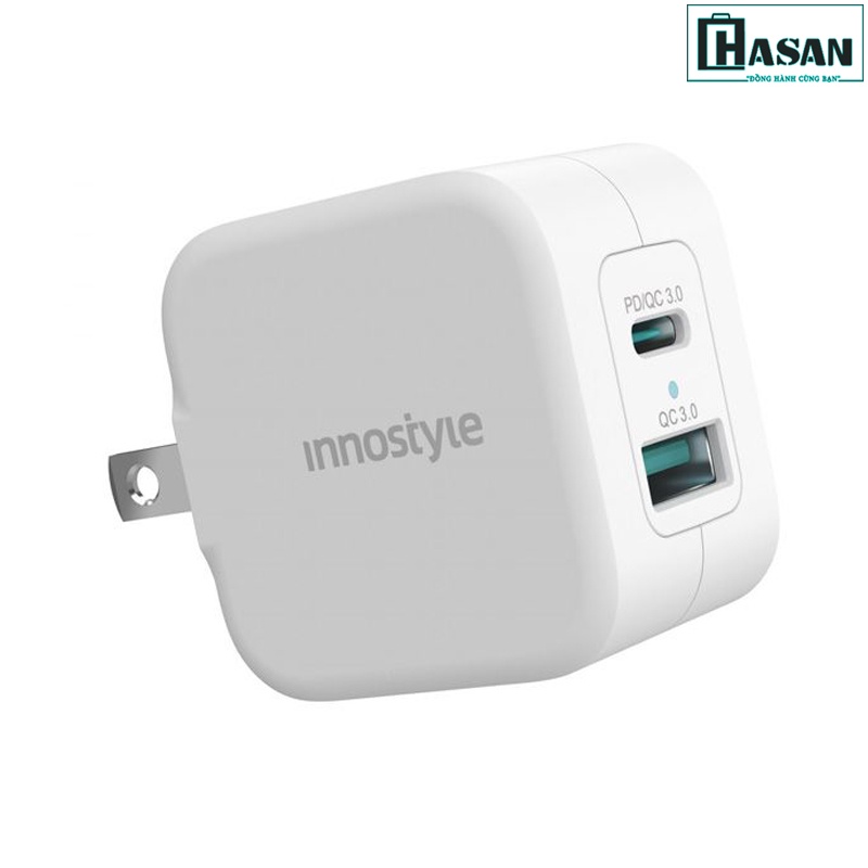 Sạc nhanh Innostyle Minigo Pro III Dual PD/QC 3.0 20W - IC20-2PDWHI
