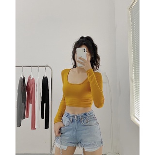 Áo croptop cổ vuông td