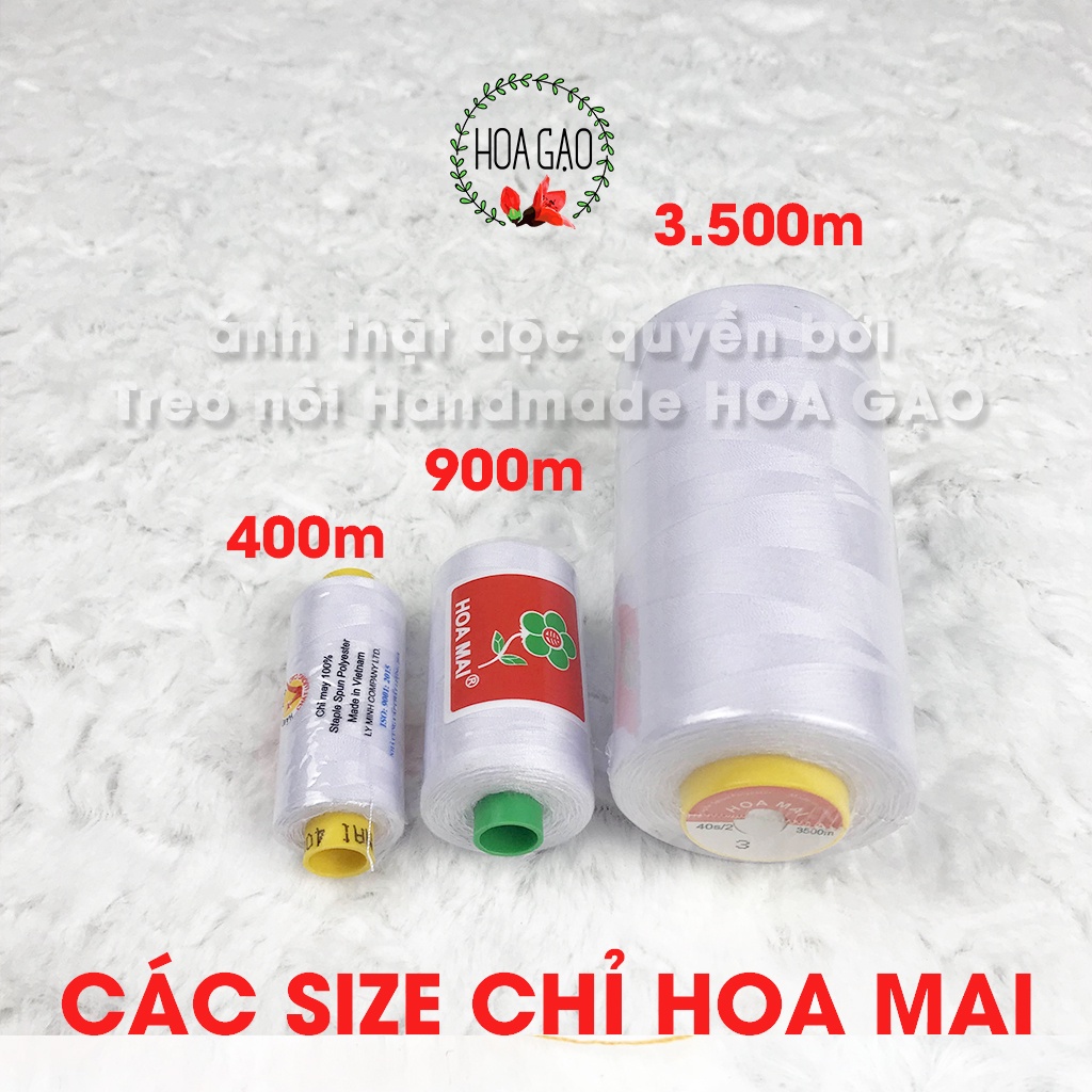 Chỉ may công nghiệp, chỉ may quần áo LOẠI TỐT 3500m HOA MAI GCH3 nhiều màu phụ kiện may mặc kim chỉ may vá