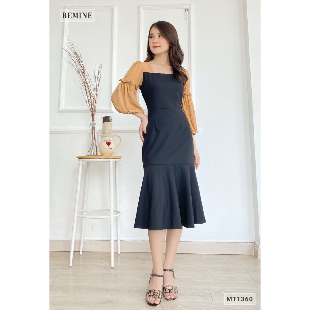 Đầm đuôi cá tay phối voan BEMINE MT1360DEN | BigBuy360 - bigbuy360.vn