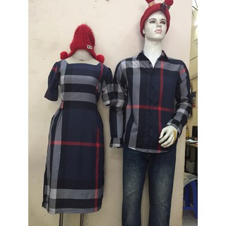 Set Sơ Mi Váy FIGTREE BBR Xanh Đen Siêu Hot