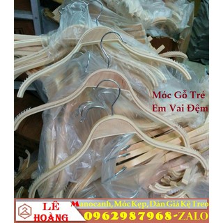 Móc gỗ vai đệm 50 chiếc và 30 kẹp nhựa trẻ em