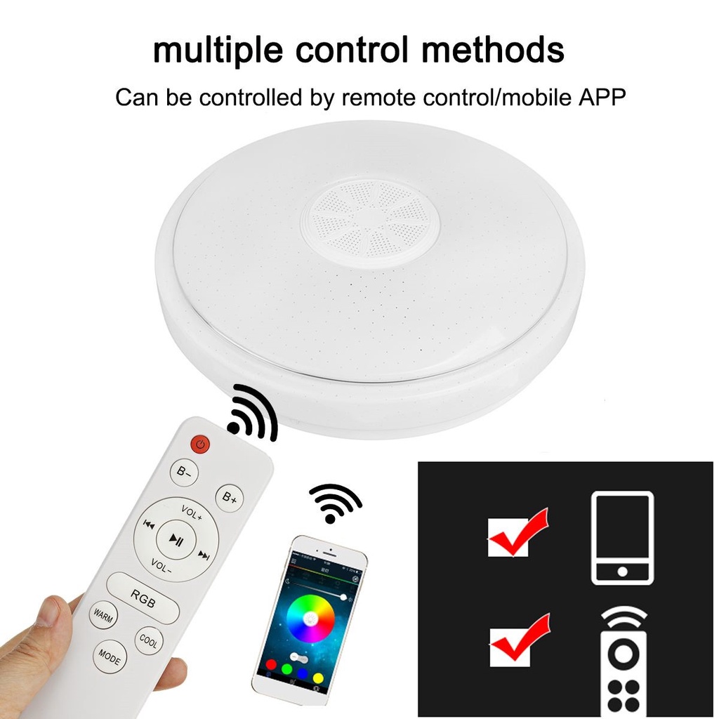 Đèn Trần LED RGB 36W Có Loa Bluetooth Thông Minh Điều Khiển Bằng Ứng Dụng Trang Trí Nhà Cửa
