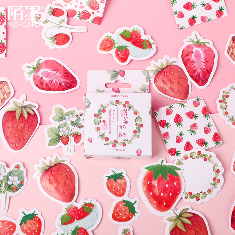 45 pcs Kawaii Paper Sticker Set Strawberry Shape Stickers Adhesive Decoretive Label For Scrapbooking