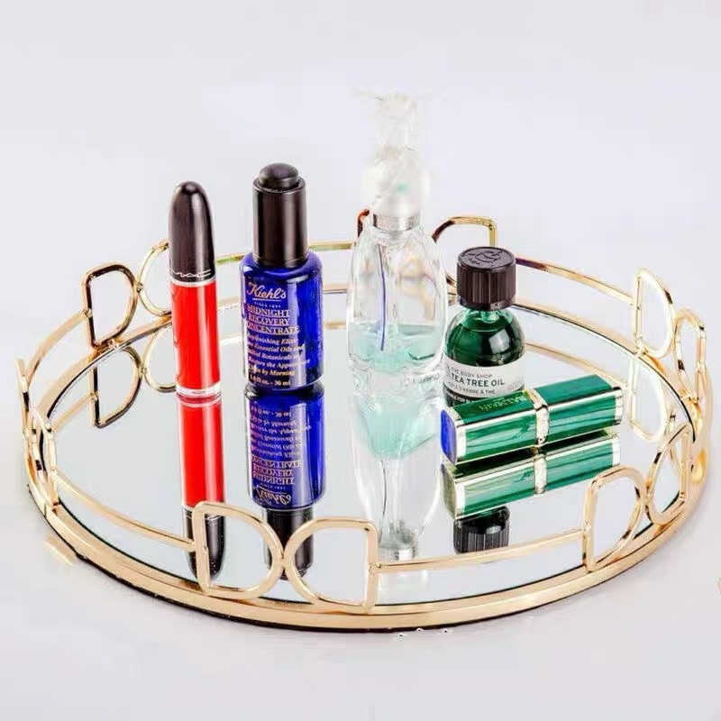 KHAY TRÒN / KHAY CHỮ NHẬT MẶT KÍNH ĐEN VIỀN MẠ VÀNG CAO CẤP - KHAY DECOR PHONG CÁCH BẮC ÂU