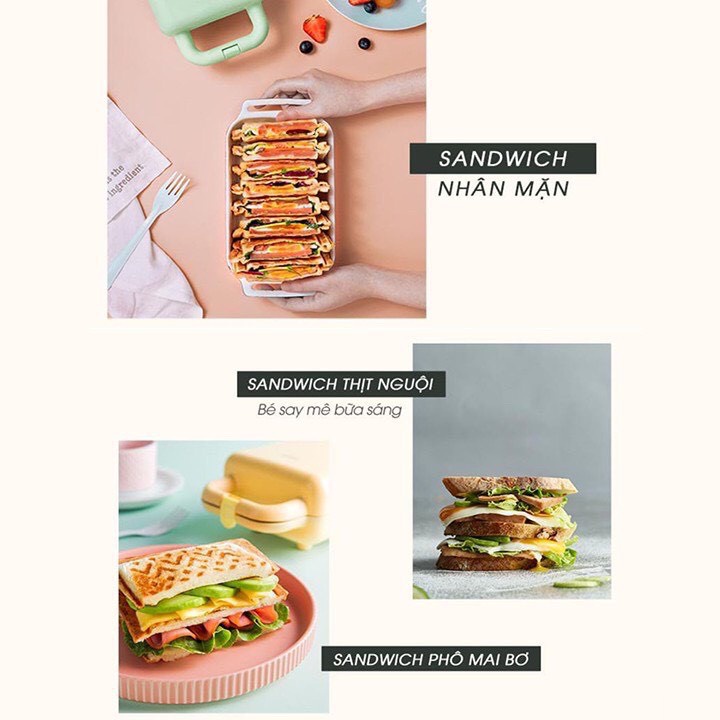 Máy Kẹp Nướng Bánh Mỳ Bear, Máy Kẹp Nướng Bánh Mì Sandwich, Waffle, Bánh Quế, Hotdog, Làm Bữa Sáng, Cho Gia Đình