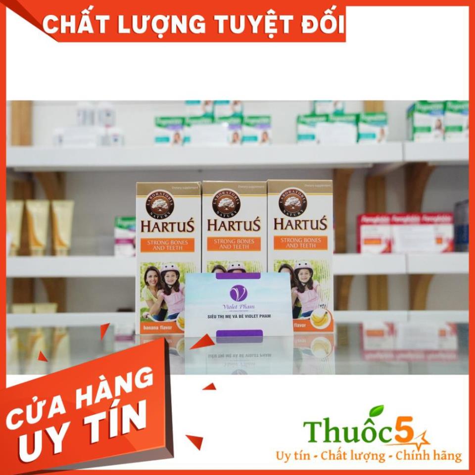 Canxi Hartus Strong Bones and Teeth bổ sung vitamin d3 k2 mk7, siro hatus canxi hữu cơ cho bé Lọ 150ml