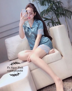 Bộ ngủ lụa cộc phối ren
