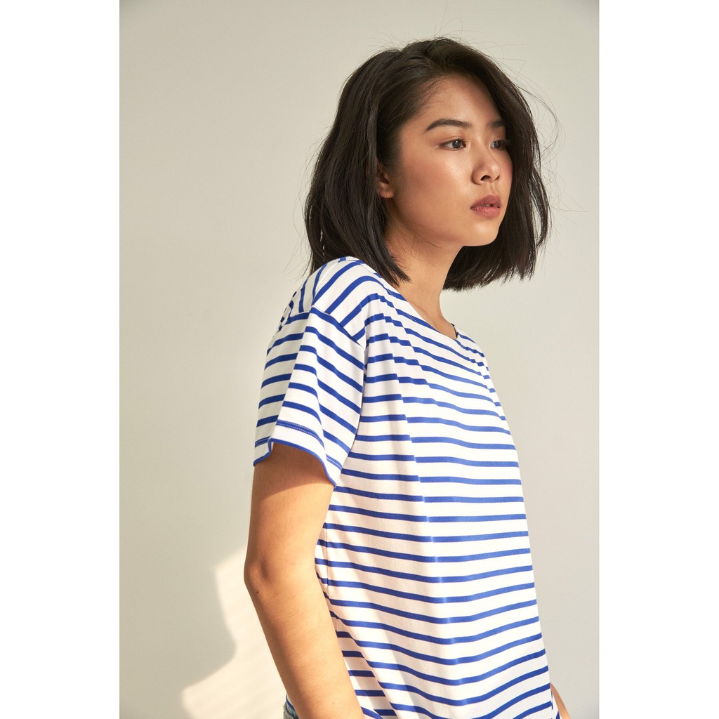 TheBlueTshirt - Áo Thun Tay Ngắn Sọc Trắng Xanh - New Classic BlueT Short Sleeve - White / Blue Stripe