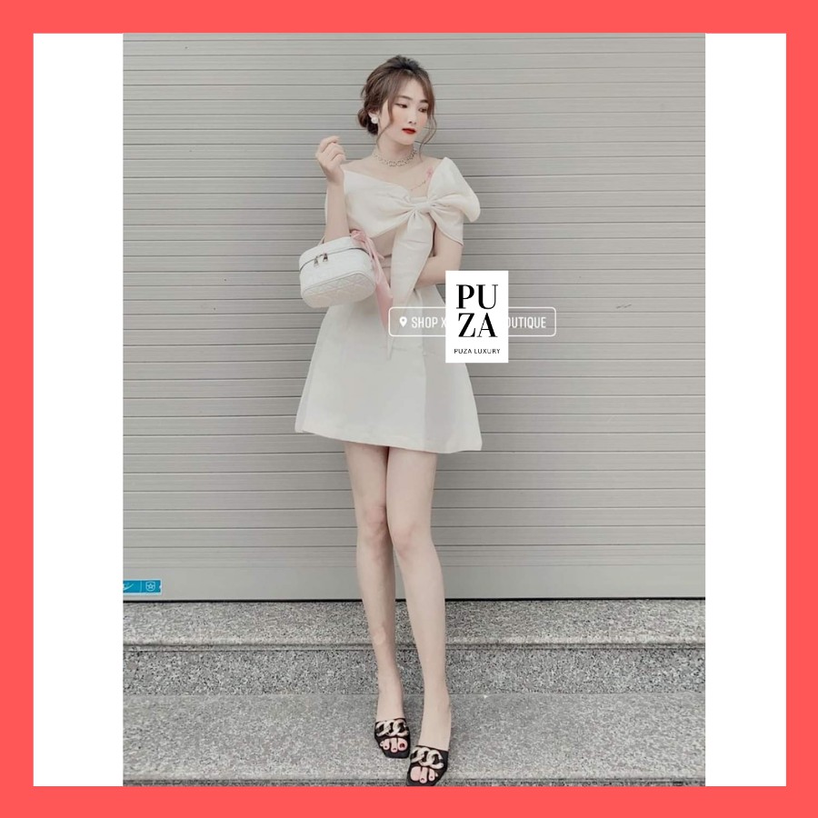 Váy thiết kế xòe,váy nơ ngực hở vai cực xinh đáng yêu,tôn dáng | BigBuy360 - bigbuy360.vn