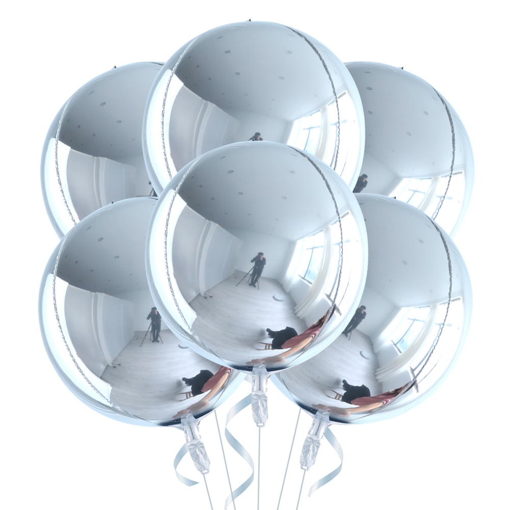 Bong Bóng Hình Tròn 4D Màu Vàng Hồng Kích Thước 22 Inch Có Thể Xoay 360 Độ Dùng Trang Trí Tiệc Cưới/Sinh Nhật