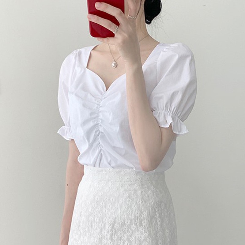 Áo Peplum tay phồng ulzzang ngắn tay phong cách Hàn Quốc C43 - Maoshop