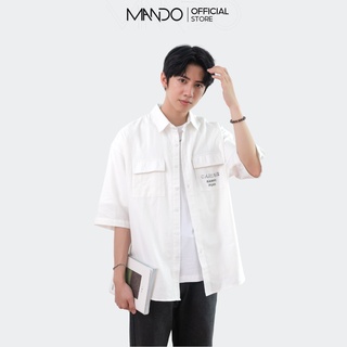 Áo Sơ Mi Nam Ngắn Tay MANDO Form Rộng Họa Tiết Phong Cách Hàn Quôc SMD087