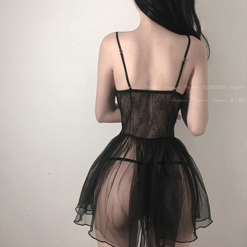 Đồ Ngủ Sexy Váy Tiểu Thư Bó Xuyên Thấu Gợi Cảm Kèm Quần Chip Quyến Rũ Đan Dây Ngực