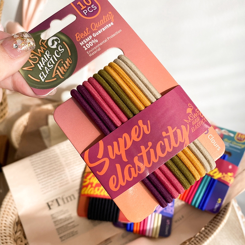 Bộ 10 dây thun cột tóc co giãn màu cầu vồng thời trang hàn quốc cho phái nữ