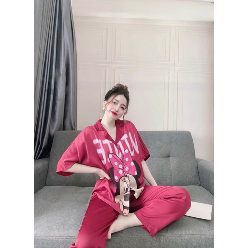 Đồ bộ pijama lụa tay ngắn mặc nhà cổ sơ mi sang trọng phong cách hàn quốc | BigBuy360 - bigbuy360.vn