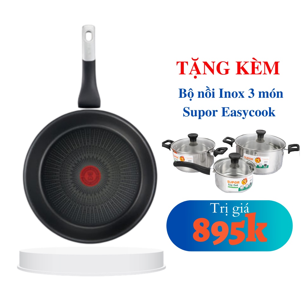 Nhập Pháp - Chảo chiên chống dính Tefal Unlimited  - Chính hãng - Bảo hành 24 tháng - Tặng Bộ nồi Supor Inox EASYCOOK