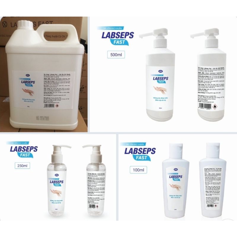 GEL RỬA TAY KHÔ LABSEPS với công nghệ pháp loại 100ml/ 250ml/ 500ml/ 5 lít